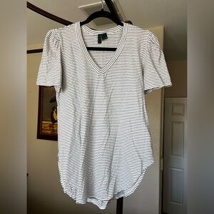 Classic Black and White Striped V-Neck Tee